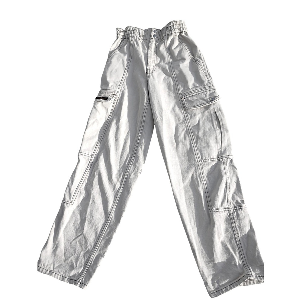 BDG Urban Outfitters Women Relaxed Skate Cargo Pants Cream Contrast Stitch  Medi